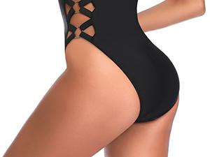 Tempt Me One Piece Bathing Suit for Women Slimming Swimsuits Crisscross Lace Up Sexy Swimsuit Side Cutout Swimsuit Plus Swimwear High Cut Swimsuit with Moderate Bottom Coverage Tummy Control