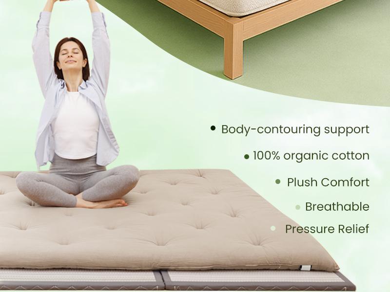 ZONLI Classic Floor Futon Mattress 100% Cotton Foldable Tatami Mat Roll Up Lounger Bed for Adult Kid Family Girl Woman Gift Best Christmas Gift Deep Sleep, Foldable Sleeping Pad, Portable Dormitory Mat,family party