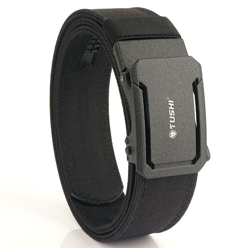 Unisex Tactical Diving Belt, Double Layer High-Tensile Nylon Belt, Stepless Adjustable Metal Buckle Breathable Waist Belt for Outdoor Diving & Tactical Sports