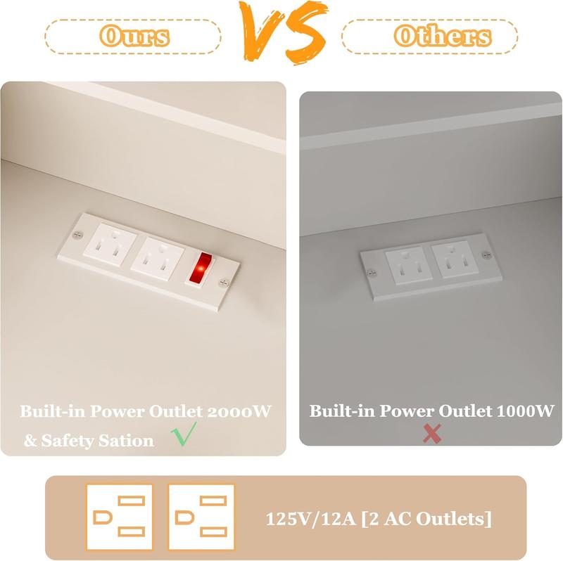 Vanity Desk with Mirror and LED Lights, 57.5" Makeup Vanity with Glass Top , Vanity with RGB Drawers, 3 Colors Light, Power Outlet Safety Switch for Bedroom, White