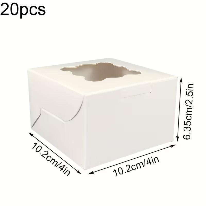 Mini Foldable Paper Boxes Set of 20, Durable Food Packaging for Cookies Donuts Macarons, Anti-Drop with Observation Window