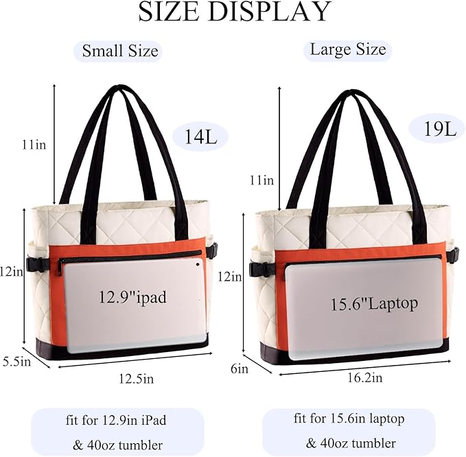 Puffer Tote Bag for Women, Lightweight Puffy Work Handbag, Quilted Purse, Teacher Nurse Quilted Shoulder Bag for School Travel Gym, Cloud Bag w/ Zipper, Daily College Bags, 15.6" Computer Bag, Clinical Nursing Bag, Ideal Gift for Women