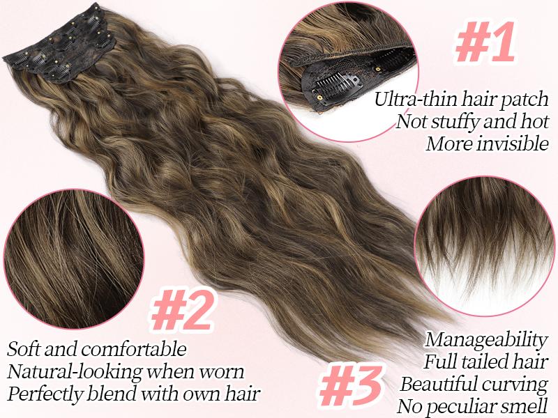 ORSUNCER Hair Clip Extensions Long Wave 4PCS Thick Hairpieces For Women In Synthetic Nature Color To Chestnut Fiber Double Weft Hair Extension Easy To Go ORSUNCER Hair Clip Extensions Long Wave 4PCS Thick Hairpieces For Women In Synthetic Nature Color To Chestnut Fiber Double Weft Hair Extension Easy To Go
