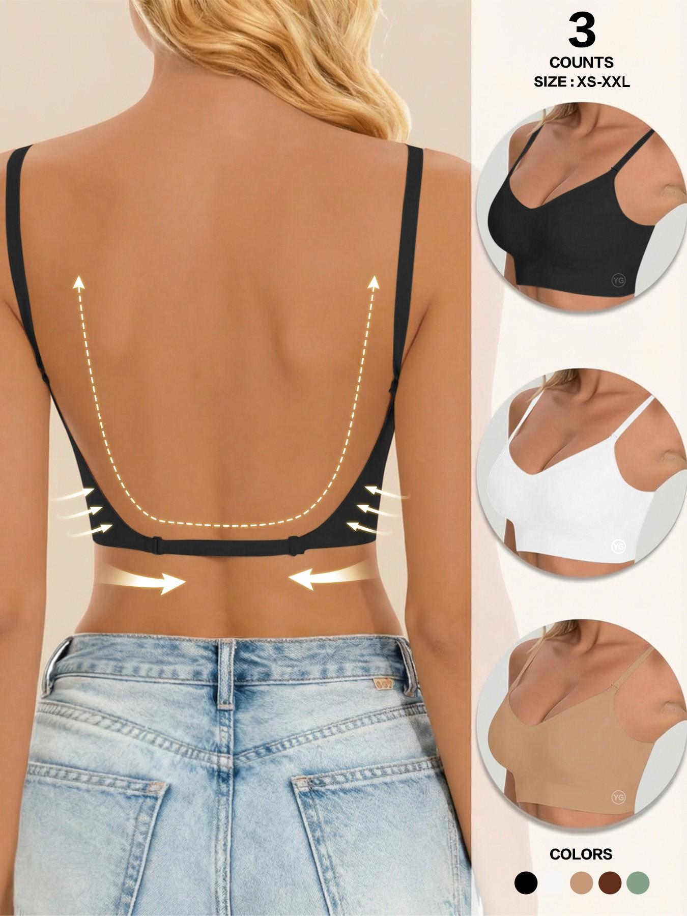 Women's Seamless Backless Bra, Multi-Strap Convertible Strap Wireless Push-Up Bra, Suitable for Wedding Dresses and Party Gowns