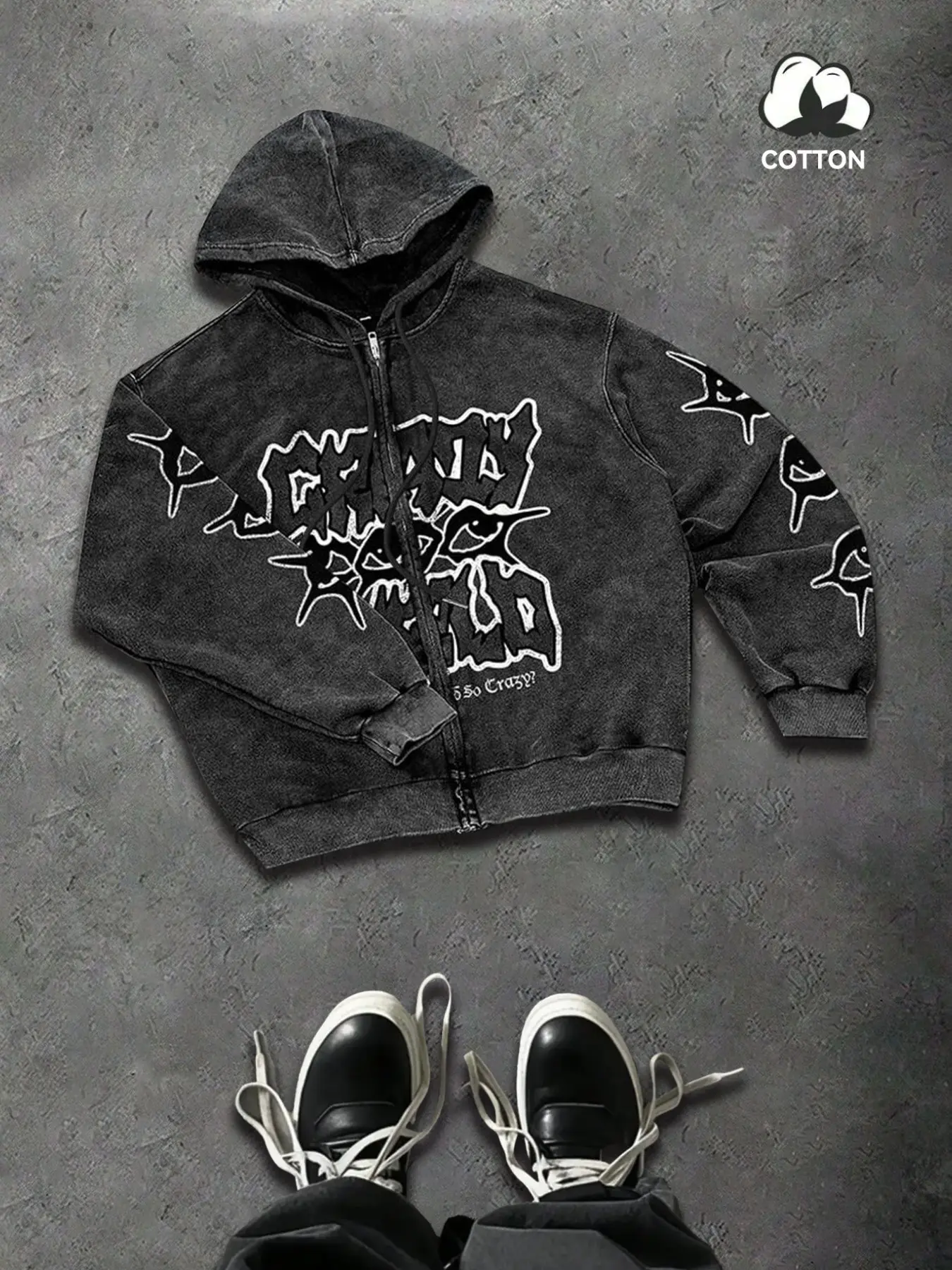 Men's Acid Wash Oversized Hoodie & Joggers Set, Dark Opium Aesthetic Two-Piece Tracksuit, Vintage Graphic Heavyweight Cotton Sweatshirt for Streetwear Grunge Daily Outfits.