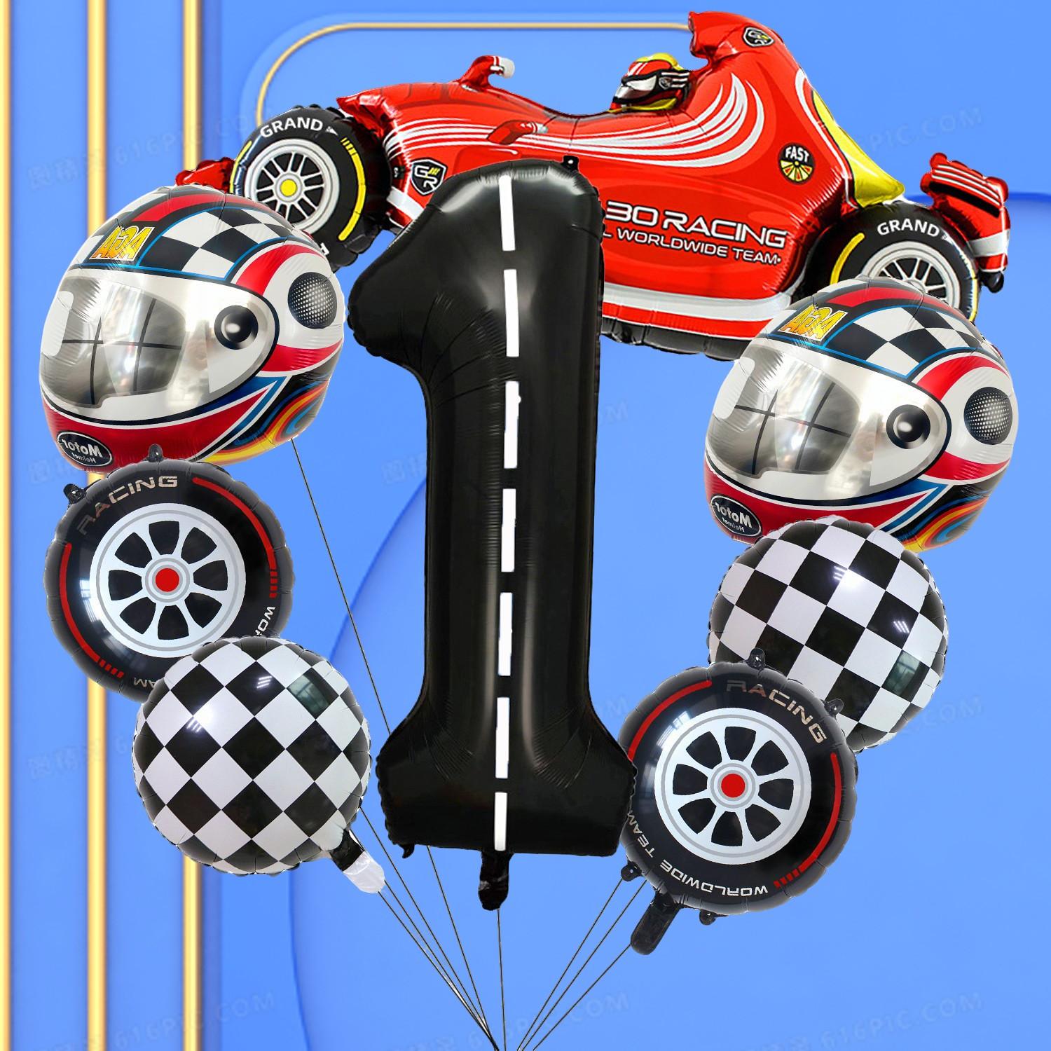 Race Car Theme Foil Balloons, Multi Shape Mixed Color Set, Sports Events, Championship Celebrations, Festival & Party Decor