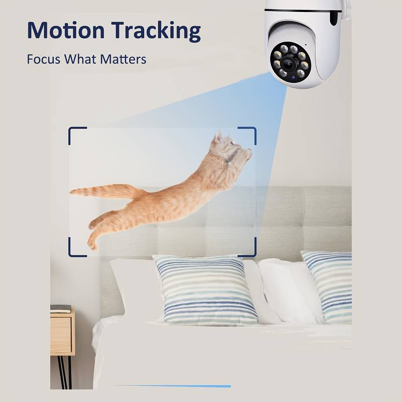 Wireless Security Camera, 355-Degree Rotation Security Camera with Auto Tracking, HD Night Vision Camera with Wireless Alarm, Two-Way Talk Indoor Monitor