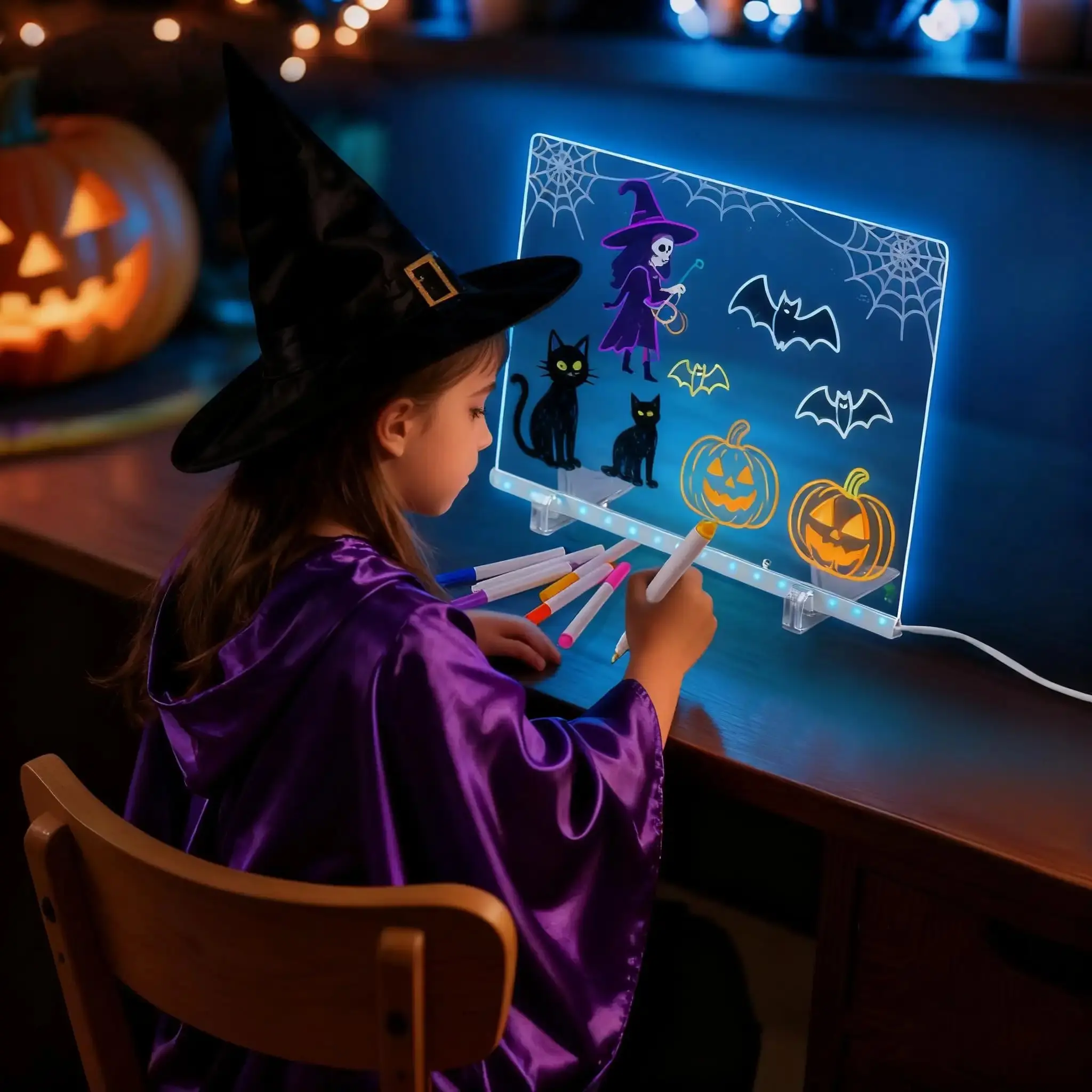14" Rechargeable Glow Doodle LED Note Board with Colors, Led Drawing Board with 13 Light Effects, Neon Light Up Drawing Tablet Gifts for Kids for Easter Birthday Christmas Gift Ideas