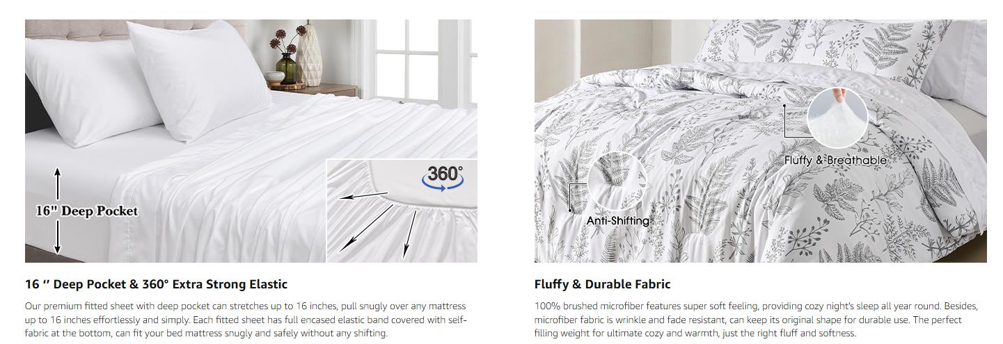 PHF 7/3 counts/set Comforter Set, Reversible Botanical Bedding Set Includes Comforter, Pillow Shams, Flat Sheet, Fitted Sheet, and Pillowcases, Gifts PHF 7/3 counts/set Comforter Set, Reversible Botanical Bedding Set Includes Comforter, Pillow Shams, Flat Sheet, Fitted Sheet, and Pillowcases, Gifts