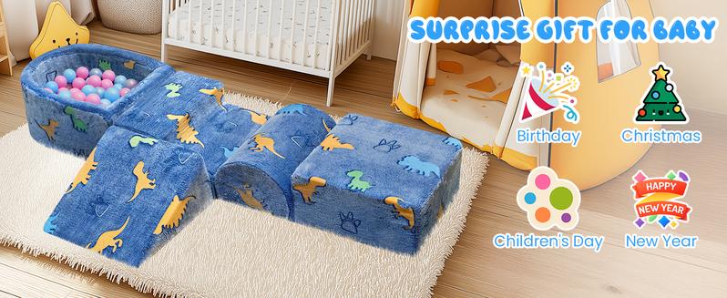 Lamerge Glow-in-the-Dark Play Blocks for Kids 3+ | Soft Foam SquarePuzzleCouch & Climbing Set | Indoor Fun Meets Neon Galaxy Inflatable Water Slide Playroom Colorful excellent gift for Christmas and New Year, Valentine gifts for kids