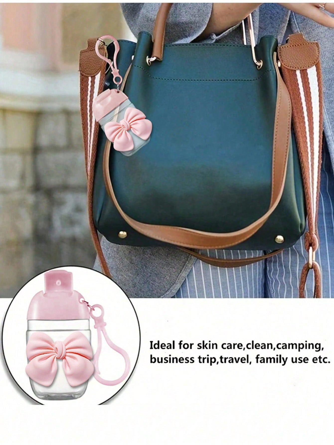 Transparent Empty Bottle 30ML with Bow, Travel Size, Keychain Hook, Flip Cover, Reusable, Portable, Refillable, Cosmetics Container