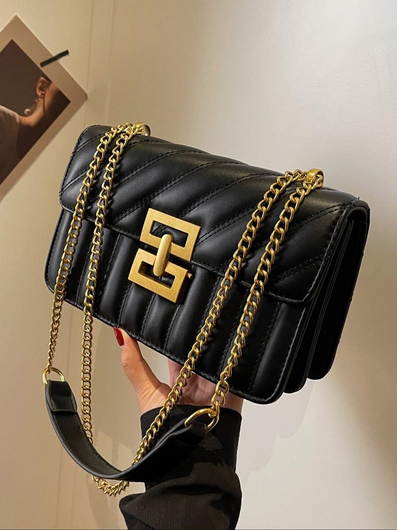 Women's Fashion Chain Strap Crossbody Bag, Casual Versatile Shoulder Bag for Daily Travel Work Commute, Trendy All-match Commuter Bag, Girl Fashionable Shopping Bag, Adjustable Crossbody Shoulder