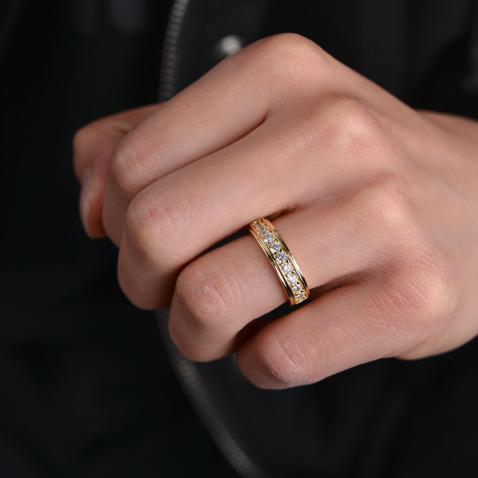 Men Wedding Band 925 Sterling Silver Rings for Men White Plated Round 5A Zirconia Size 8-12