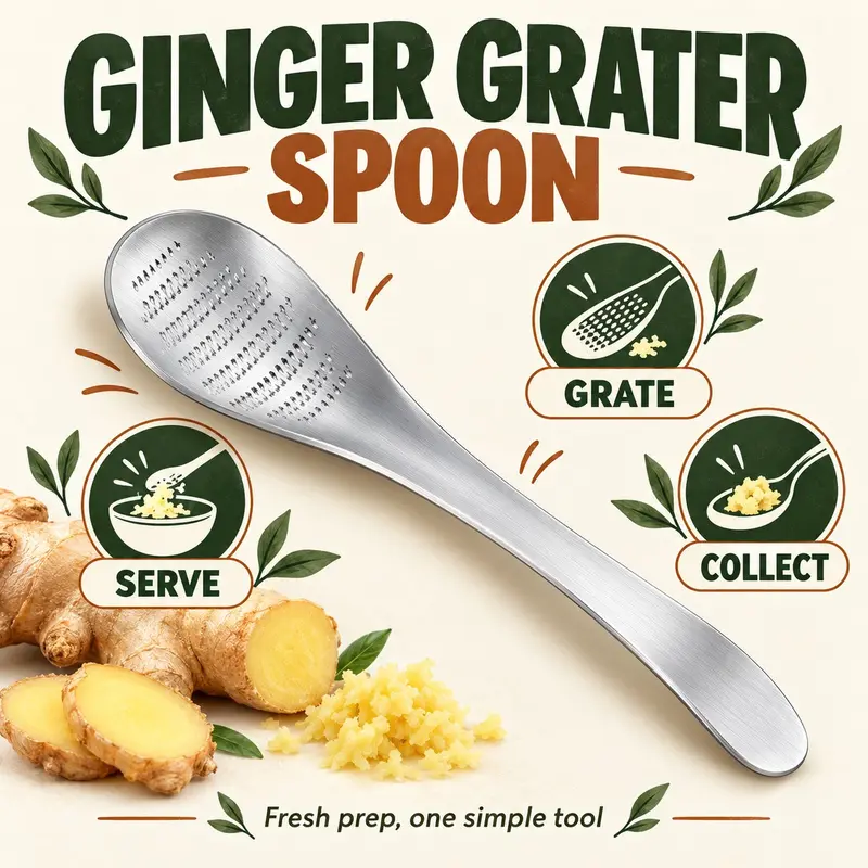 2027 Stainless Steel Ginger Grating Spoon, 1/2pcs Manual Garlic Masher, Kitchen Gadget for Mash Garlic and Ginger, Durable Cookware Accessories, Stainless Steel Kitchenware