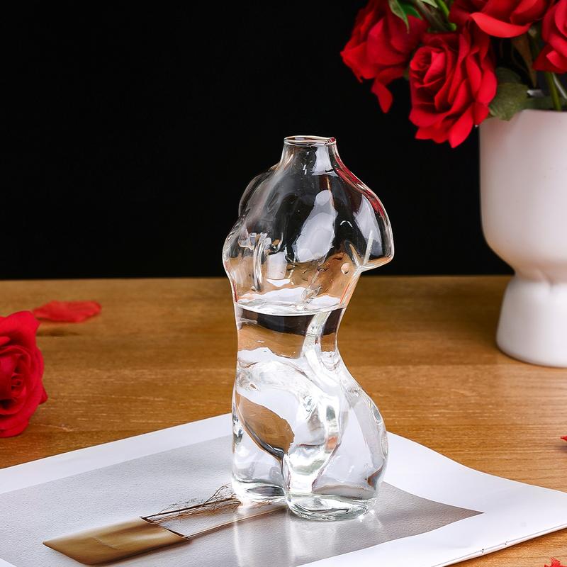 Creative Clear Model Shaped Glass Vase, 1 Piece Modern Simple Transparent Glass Vase, Spring Flower Arrangement Vase, Decorative Flower Vase for Home Office Dormitory, Home Decor, Modern Plant Vase
