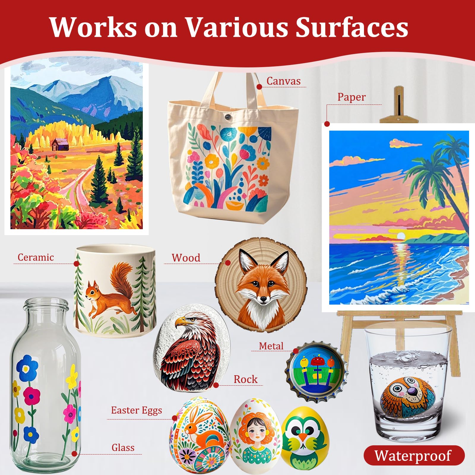 Acrylic Paint Markers Set, Acrylic Art Kit, Automatic Ink Control Soft Brush Tip Acrylic Paint Pens for Wood Rock Glass Canvas Stone Fabric Metal Ceramic DIY Art Supplies, Back to School, Halloween, Gift, Customizing my shoes/phone case, Art Color Set