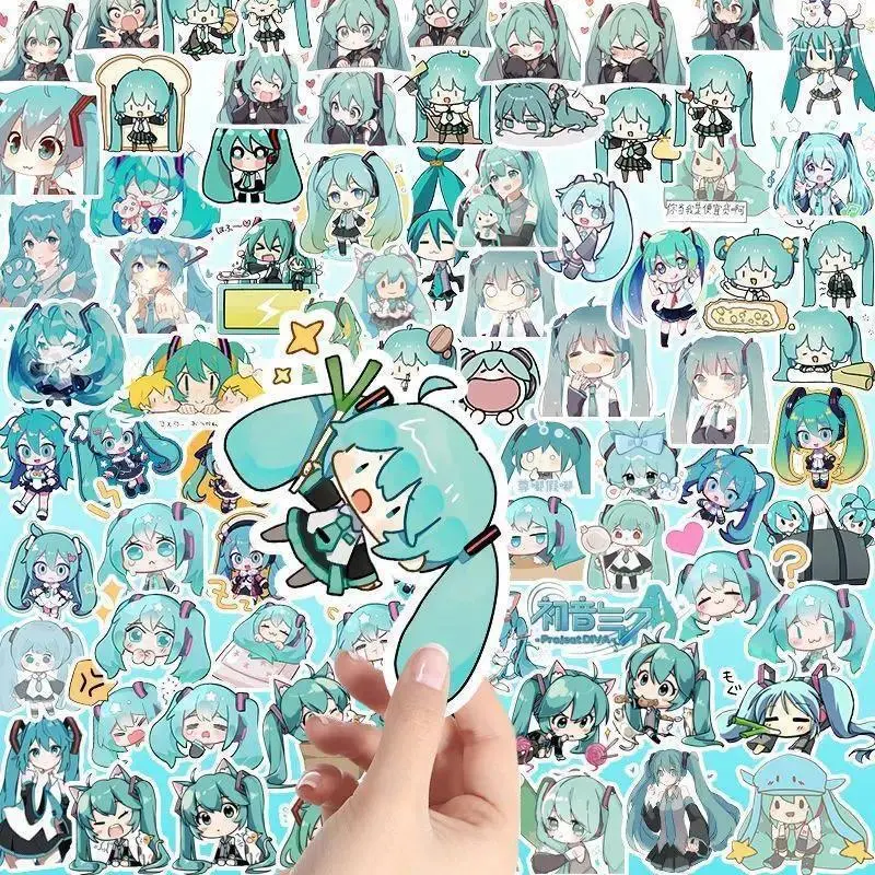 100PCS Kawaii Hatsune Miku Stickers, Cute Cartoon Waterproof Decals ...