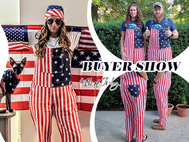 YUANBANG 4th of July American Flag Overalls for Mens Holiday Coveralls USA Romper for Couples Casual Adjustable Straps Fitted Sleeveless Denim Jumpsuit Spring Summer Menswear Fashion Outdoor Pants Patriotic Valentine's Day Gifts
