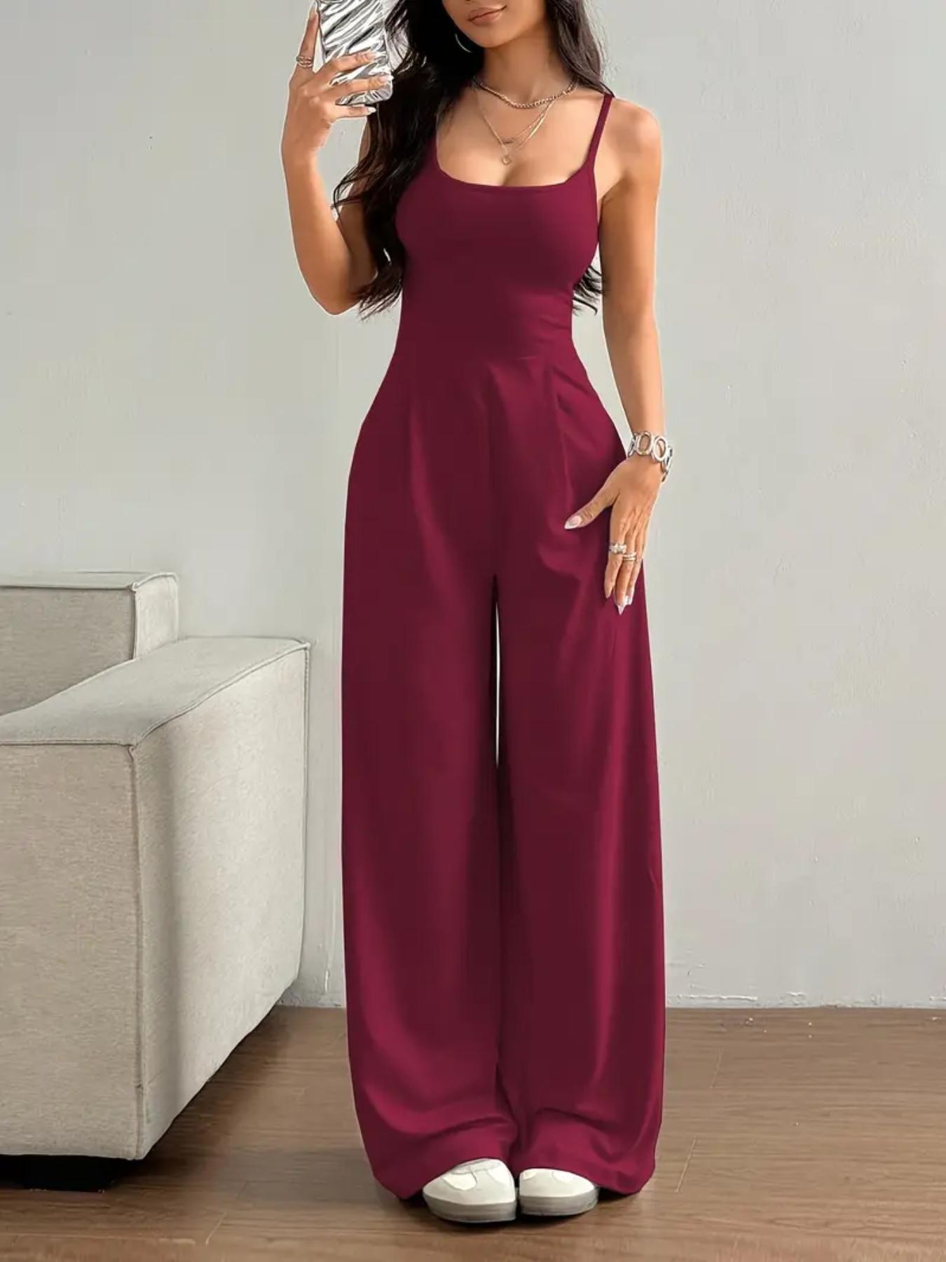 Women's Sexy Backless Jumpsuit Pants, Slim-Fitting Long Pant Design, Perfect for All Seasons, Ideal for Casual & Daily Wear