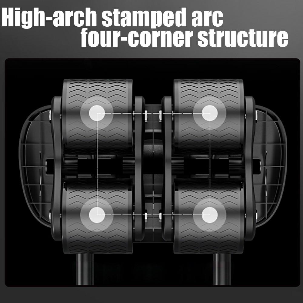 Professional 2026 New 4 Wheel Ab Wheel Roller with Thick Knee Protection Mat & Countdown Timer, Automatic Rebound Abdominal Trainer with Elbow Support, Home Fitness Abs Exercise Equipment for Men Women