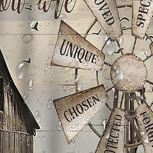 Western Barn Windmill Shower Curtain Sets for Bathroom,Rustic Inspirational Quotes Country Vintage Shower Curtains, Waterproof Farmhouse Bathroom Bathbub Decor Curtains with Hooks 70X70IN