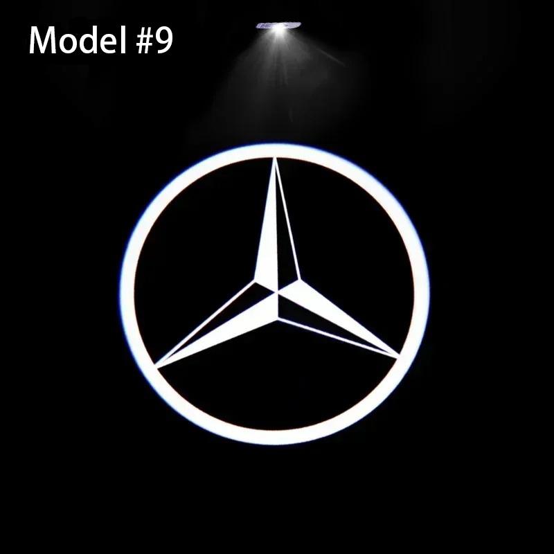 2PCS For Mercedes Benz AMG A B C E Class W205 W176 W177 W246 W212 W213 W166 W167 X253 C117 W117 C205 A205 C207 A207 C218 GLA GLC GLE GLB GLE GLS CLA CLS Auto Accessories LED Car Door Light Logo Welcome Light Projector Lamp Led Car Lights