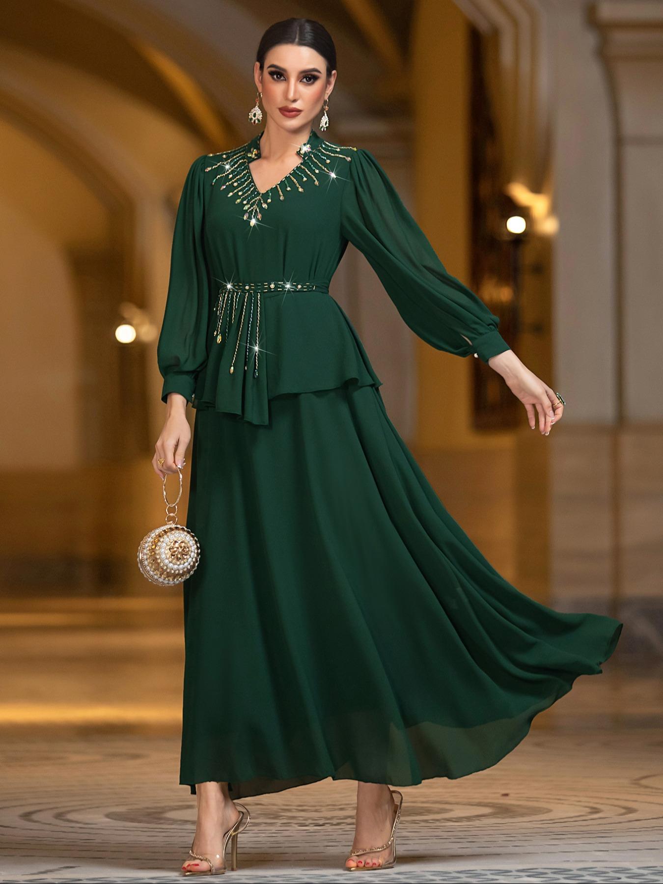 Elegant Women's Dress with Rhinestone Embellishments, Perfect for Casual, Formal Wear & Special Occasions, Stylish Design for Everyday Wear