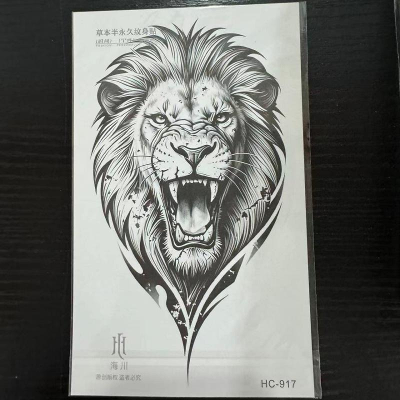Waterproof temporary tattoo sticker magic tattoo lasting 7-15 days lion head pattern herbal juice semi permanent tattoo simulation tattoo arm tattoo