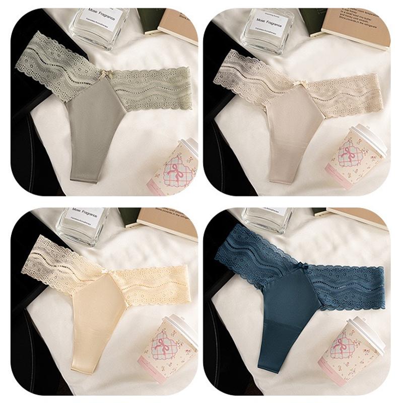7 Piece Women's Lace thongs Low Rise Panty Set, Cotton Women's Underwear, Sexy No Show Soft Seamless Bikini Women's Underwear, Breathable Casual Daily Use Womenswear Everyday Elegance Lingerie Fits