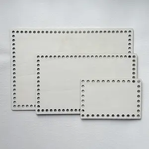 2pcs Rectangular Crochet Basket Base Plates, 6mm Round Hole, Multiple Sizes A3 A4 A5 4x6 Inch 6x12 Inch, DIY Wooden Board for Handmade Crafts