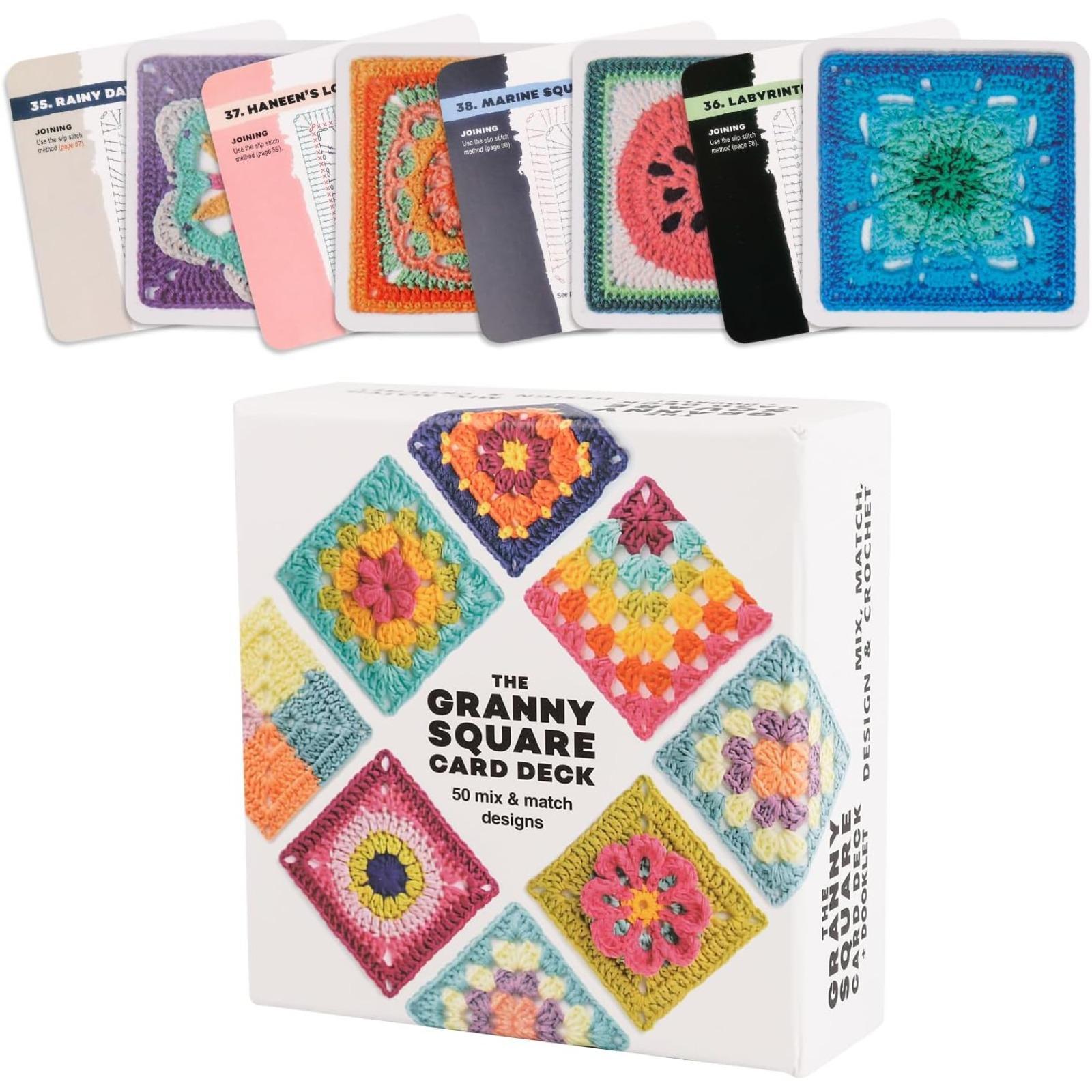 The Granny Square Card Deck - 50 Mix & Match Designs, Crochet Kit for Beginners,Crochet Granny Squares Book, Crochet Kit for Beginners，The Granny Square Card Deck, Crochet Items, Handmade Crafts