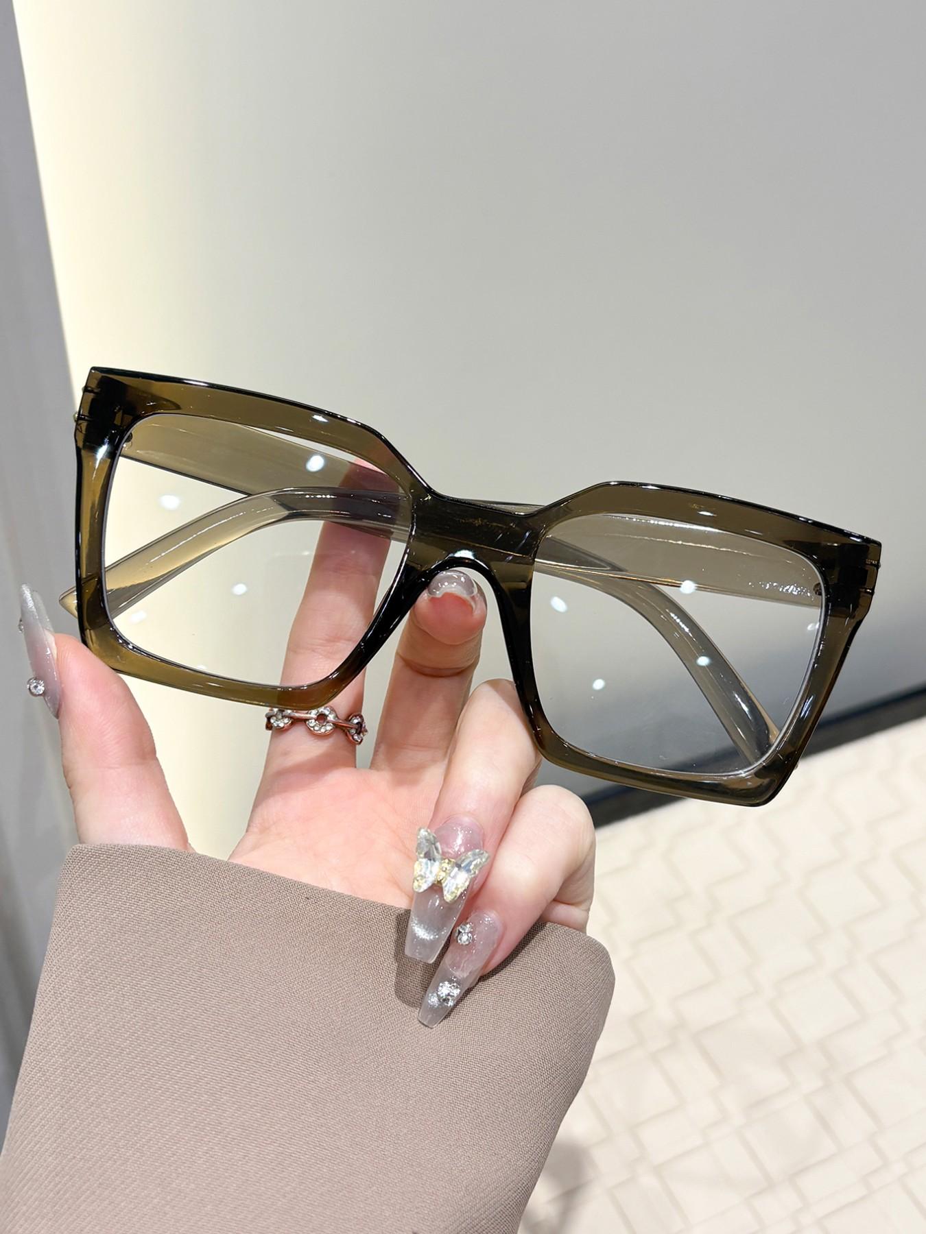 Women's Rectangular Casual Simple Flat Mirror, Leopard Pattern Eyeglasses, Ideal for Daily Office Commute, Leisure Activities, Stylish and Functional Design