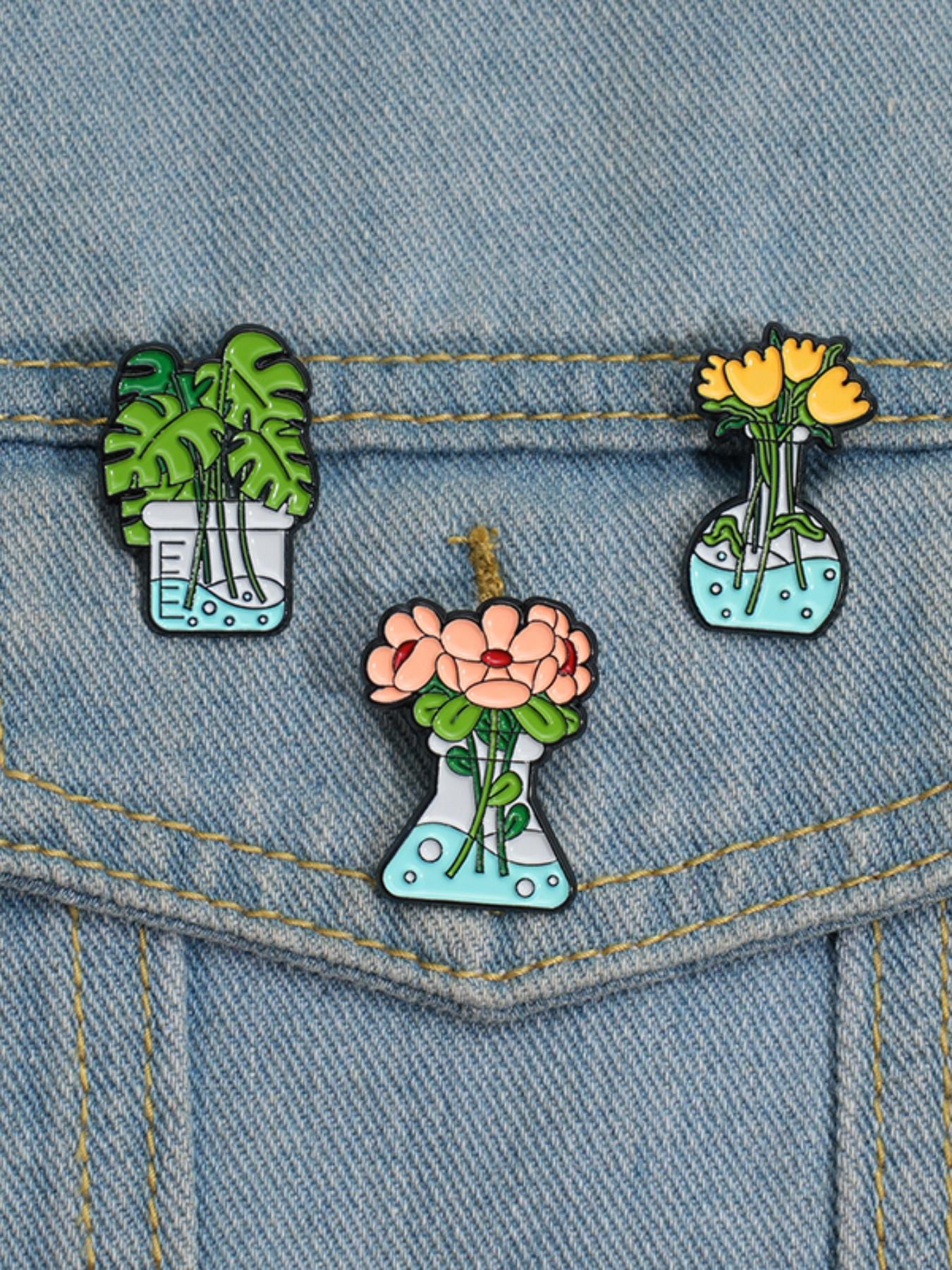 10Pcs Fantasy Magic Plant Bottle Brooch Set, Mushroom Flask & Floral Beaker Design, Fashion Clothing Accessory, Unisex Daily Wear Gift