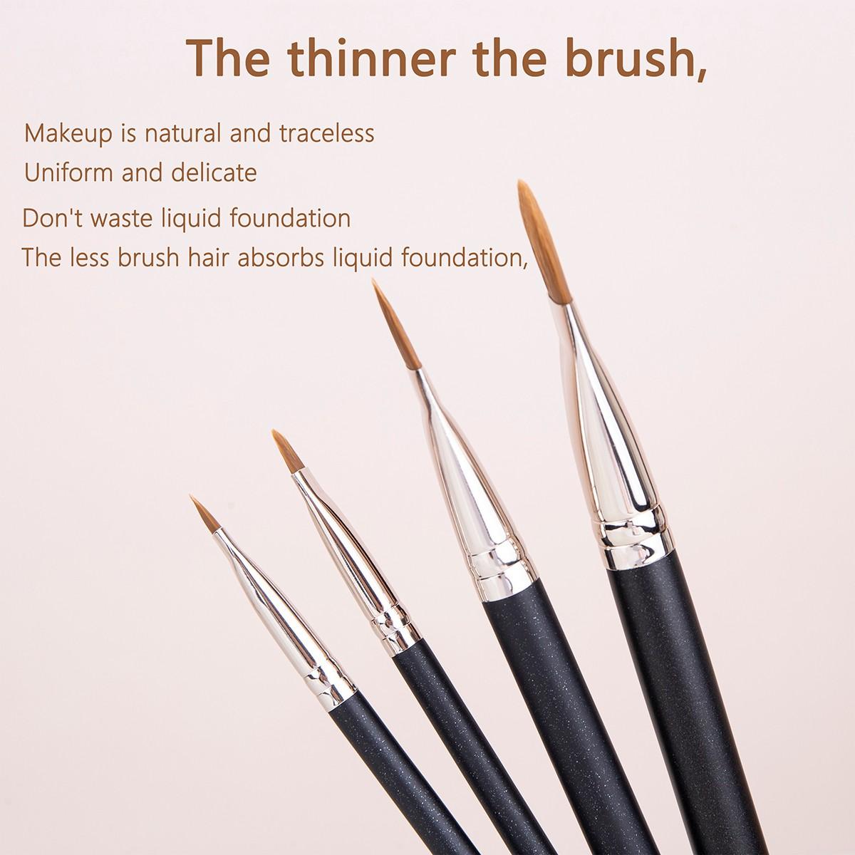 4pcs Ultra-Thin Foundation Concealer Makeup Brush, Professional Liquid Foundation Cream Tool, Precision Application for Flawless Finish