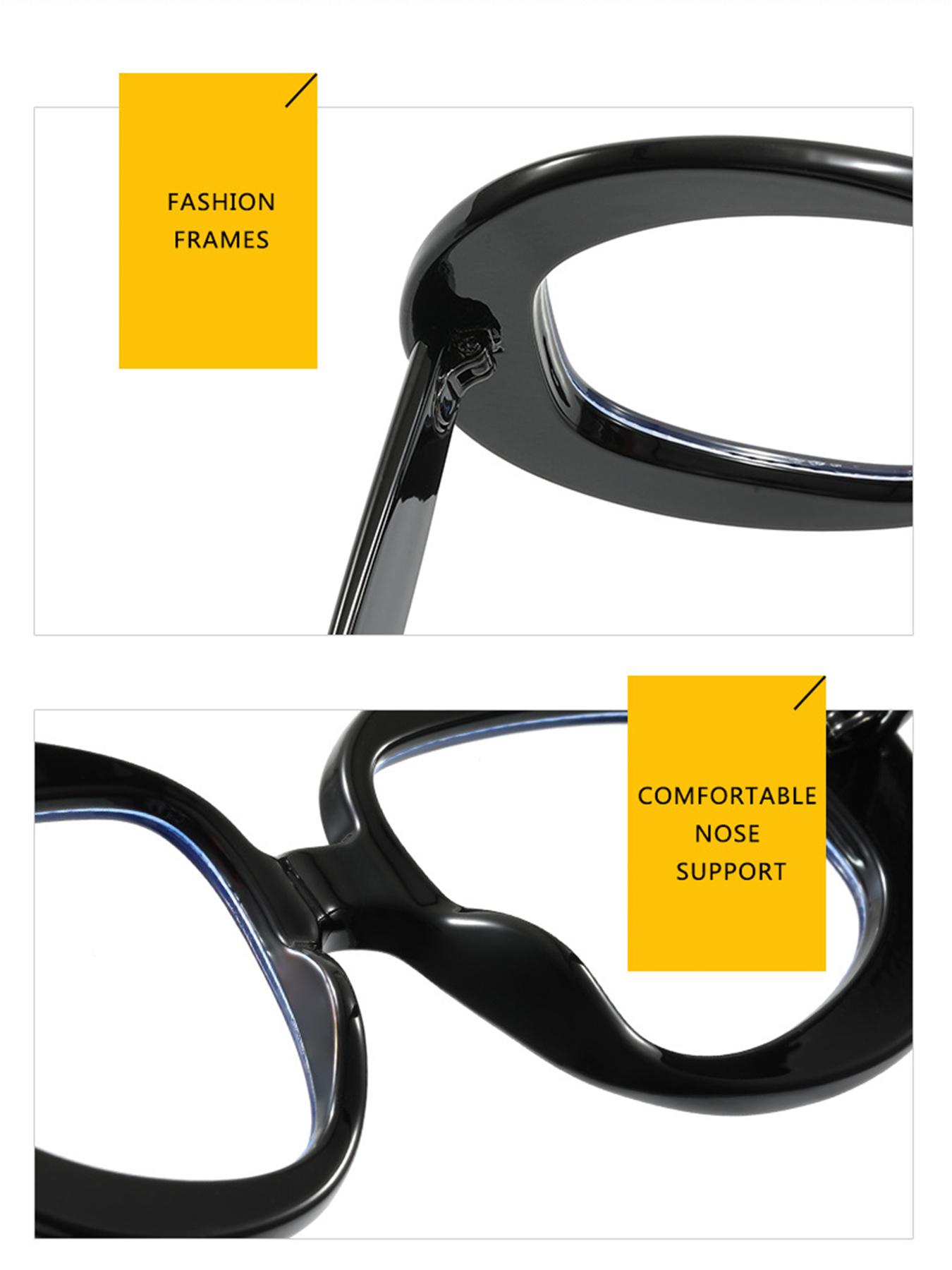 Oversized Round Frame Glasses, Casual Unique Trendy Blue Light Blocking Large Frames, Fashionable Unisex Computer Eyeglasses, Stylish Trendy Eyewear, High Quality Eyewear