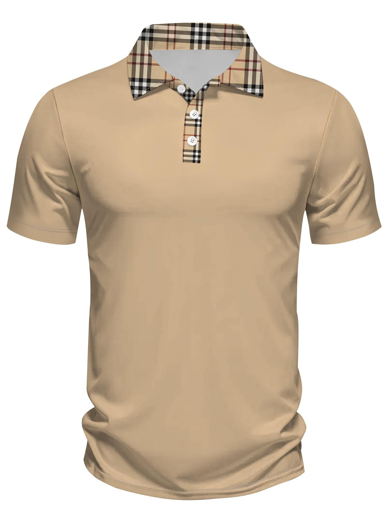 Luxury Men's Plaid Casual Set, Polo Shirt + Plaid Shorts Two-Piece, Stylish and Comfortable Fashion Ensemble for Everyday Wear