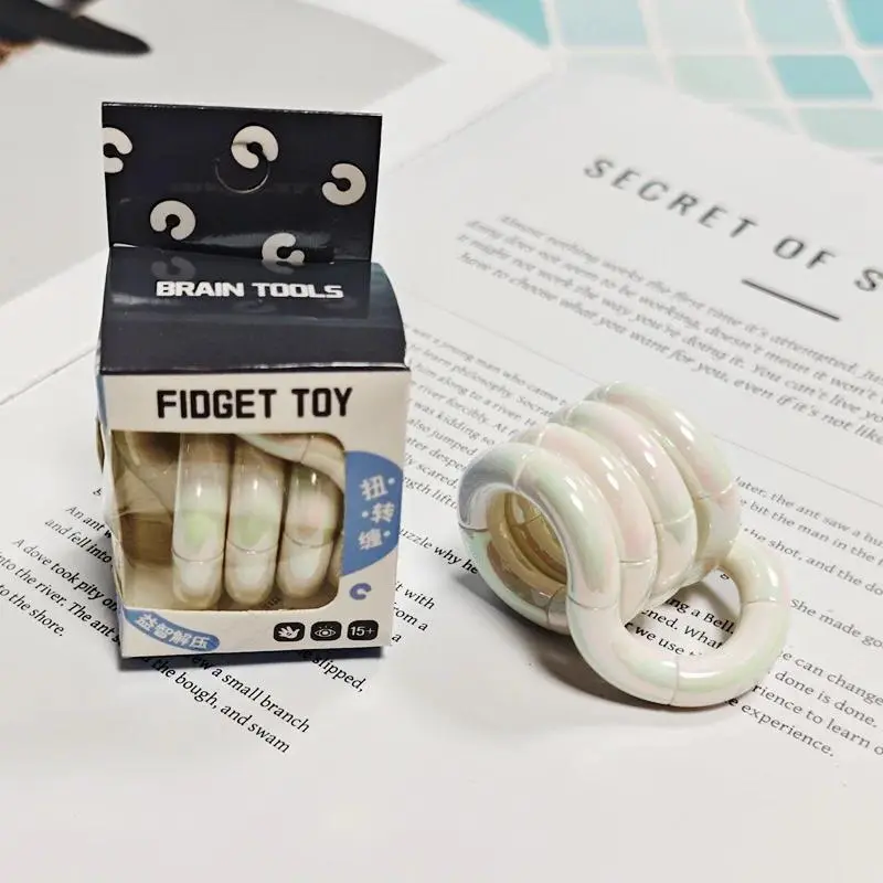 Stress Relief Toy Electroplated Twist Rainbow Milk White Toy for Focus Anxiety Addiction Quitting, Metal Finger Fidget Toy