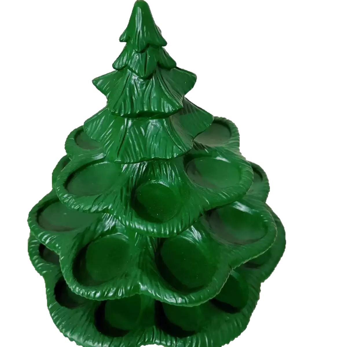 Devil Egg Christmas Tree Plate Plant Shape Egg Holder, Party Tableware, Home Decor Ornament, One Box Per Pack, Ca Prop 65 Compliant