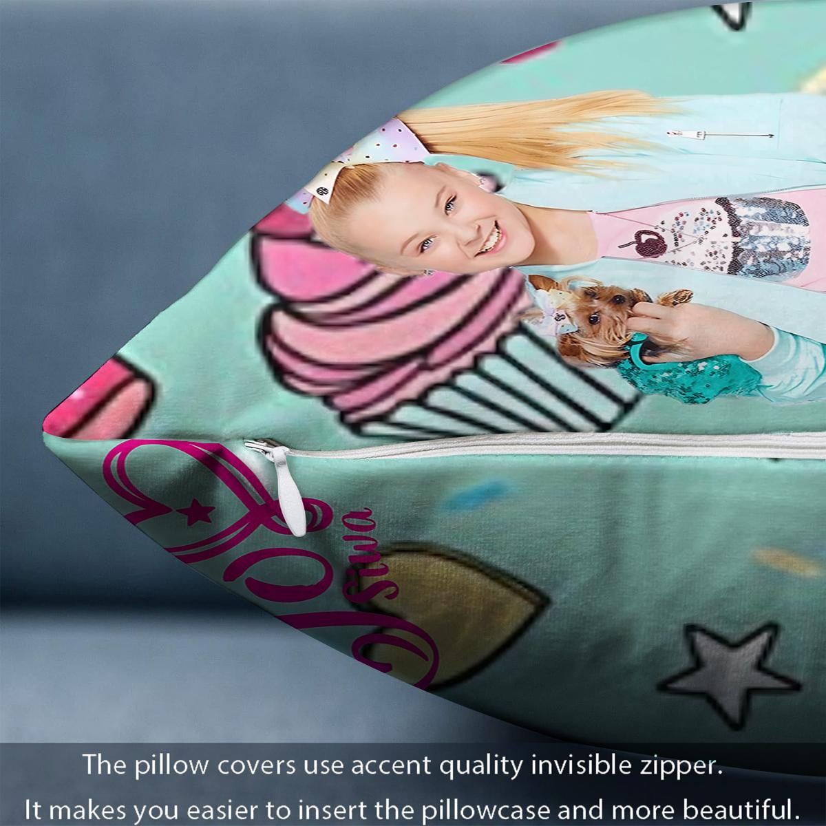 2PC,JoJo Siwa design  inspired pillow cover, 18 inches * 18 inches, double-sided printing, Christmas decoration, sofa waist pillowcase, pillowcase does not contain pillow core. suitable for gift giving