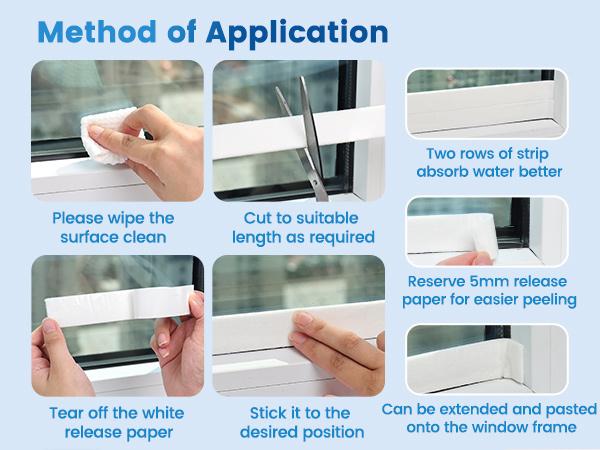 Window Condensation Absorber Strips - Weather Stripping - Window Sill and Frame Water Absorber Condensation