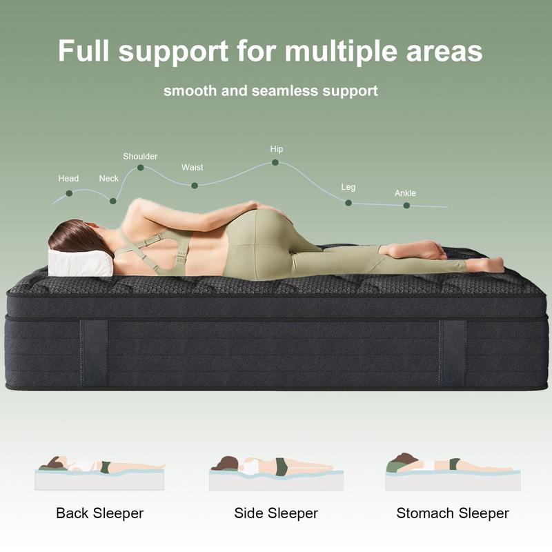 10"12“14”-Inch Twin，Full，Queen，King，Luxury Hybrid Mattress -Memory Foamand Individual Pocket Springs for UltimateComfort and Support -Perfect for Family Roomsand Hotels in