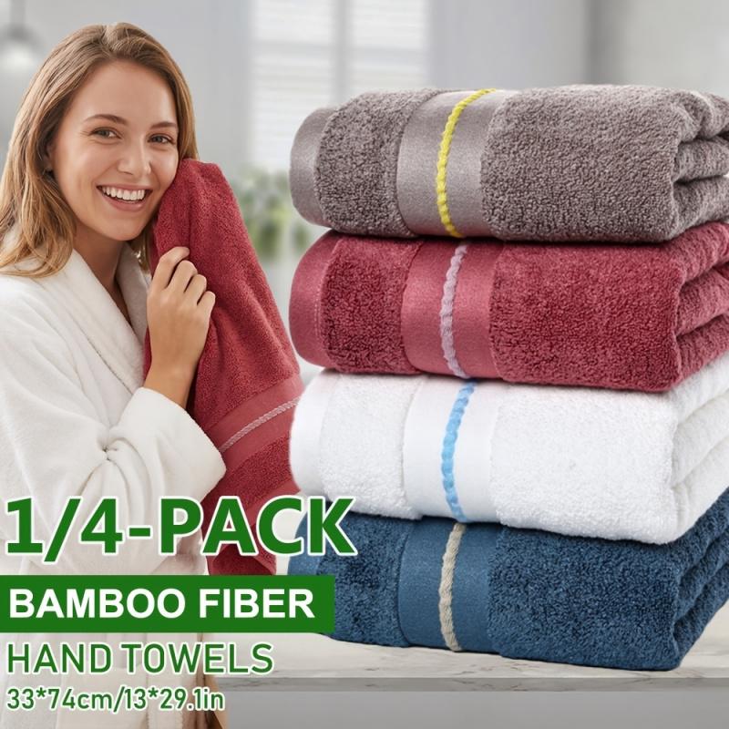 4pcs/1pc Bamboo Fiber Hand Towel Set 33*74Cm/13*29.1In, 480GSM Bamboo Fiber Bathroom Towels, Cool And Comfortable, Highly Absorbent, Available in Multiple Colors, Suitable for Bathroom Showers, Hotels, Saunas, And Spas, Wash Cloths