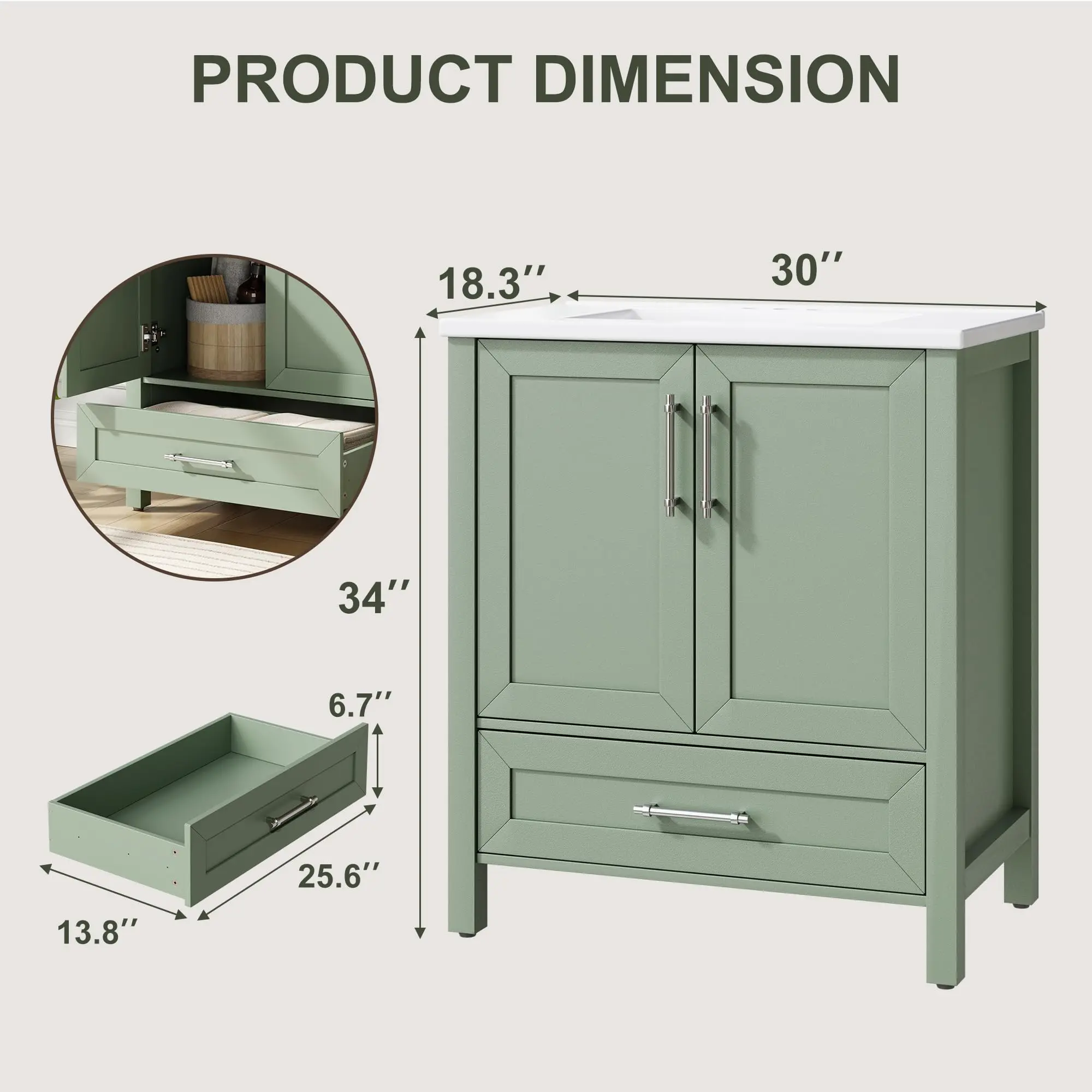 30 in- Light green