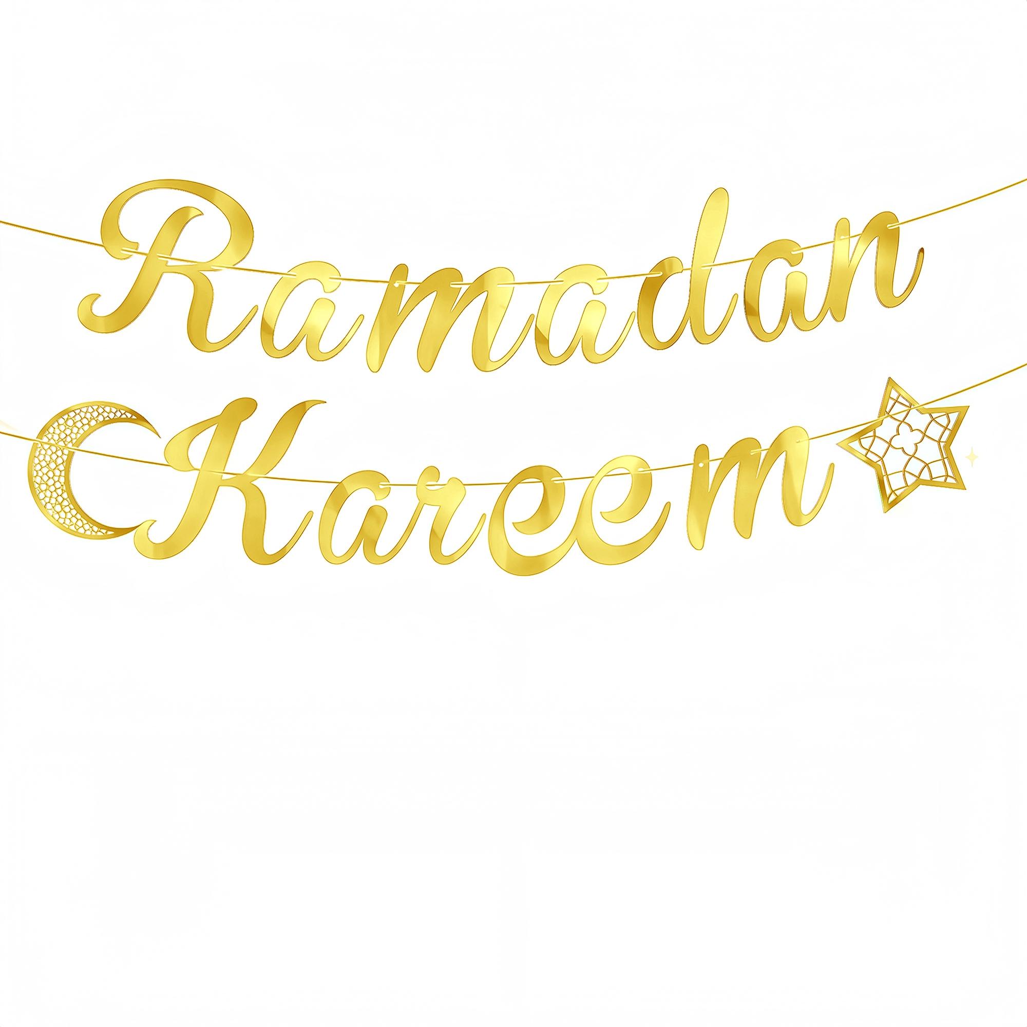2sets Eid Mubarak Paper Banner Garland 2026 Ramadan Moon Star Hanging flag Home Ornaments Party Decoration Party Decorations Banners
