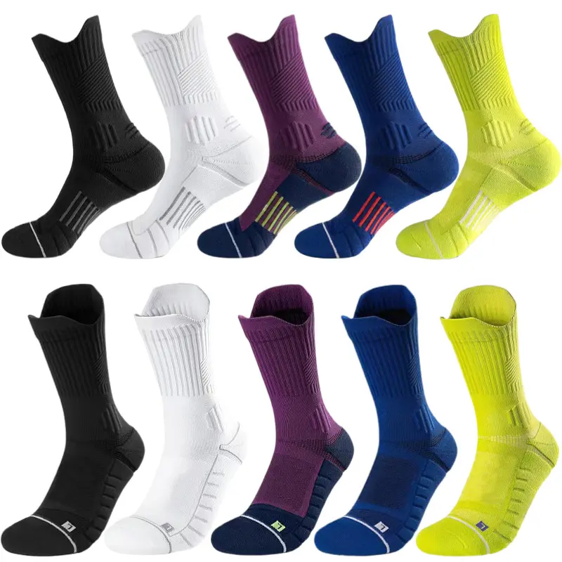 XORAM Men's Mid Calf Elite Basketball Socks, Terry Cushioned Anti-Slip Athletic Socks, Breathable Sports Socks for Basketball Games & Outdoor ActivitiesLR05