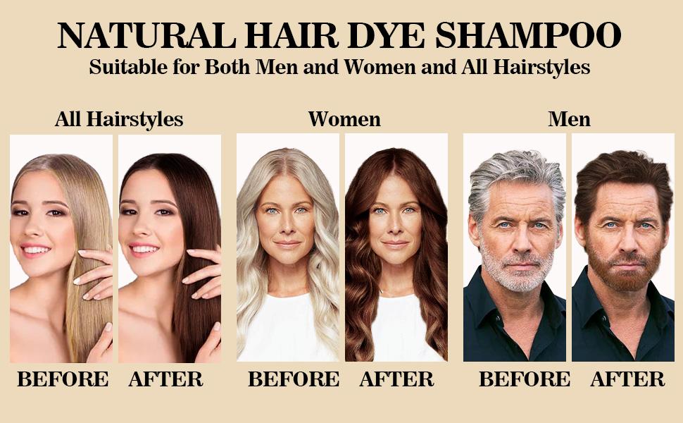 200ml 3-in-1 Gentle Dark Brown Hair Dye Shampoo Herbal Formula with Ginger Covers Gray Hair Natural Plant Hair Dye Shampoo Ginseng Haircare