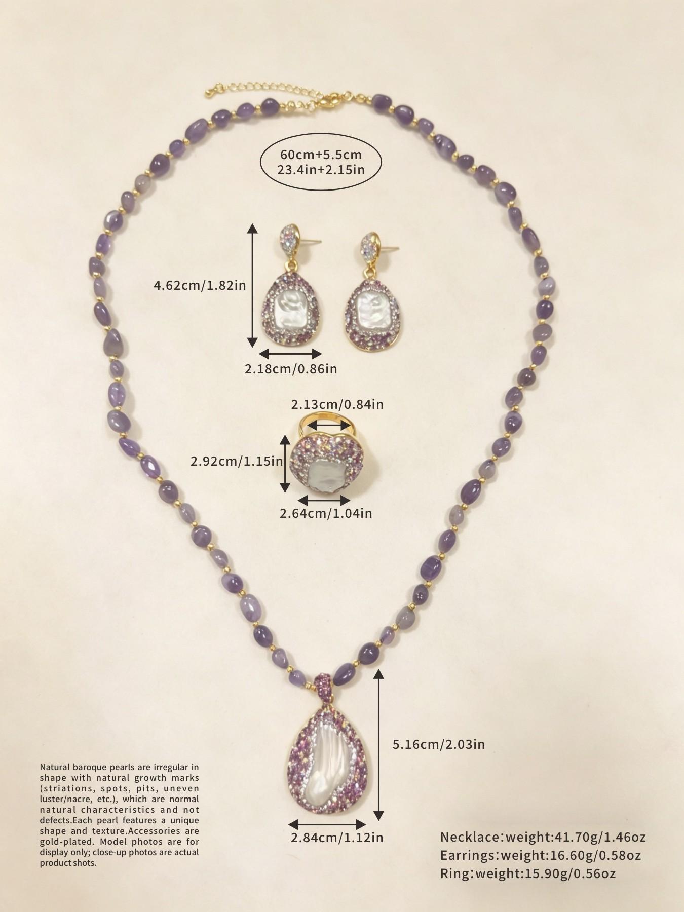 Women's Baroque 3-Piece Jewelry Set, Vintage Vacation Style, Charming Accessories for Special Occasions