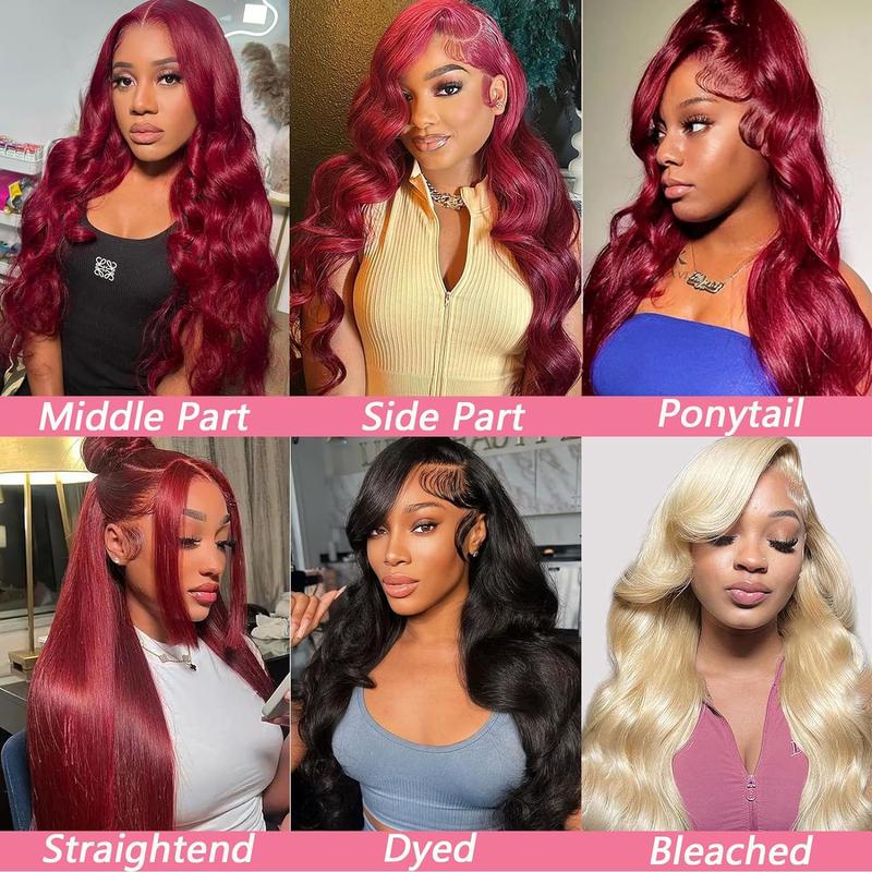 Bling Hair 99j Burgundy Lace Front Wigs Human Hair 13x6 13x4 Body Wave Lace Front Wigs Human Hair Pre Plucked Red Wig Wine Red Lace Front Wigs Human Hair Wigs for Women 180 Density