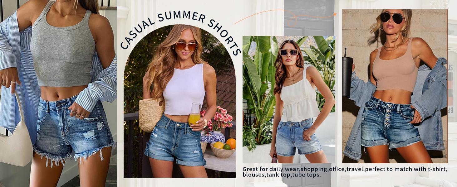 Angerella Women's Casual Denim Shorts Summer Jeans Stretchy Hot Short Pants