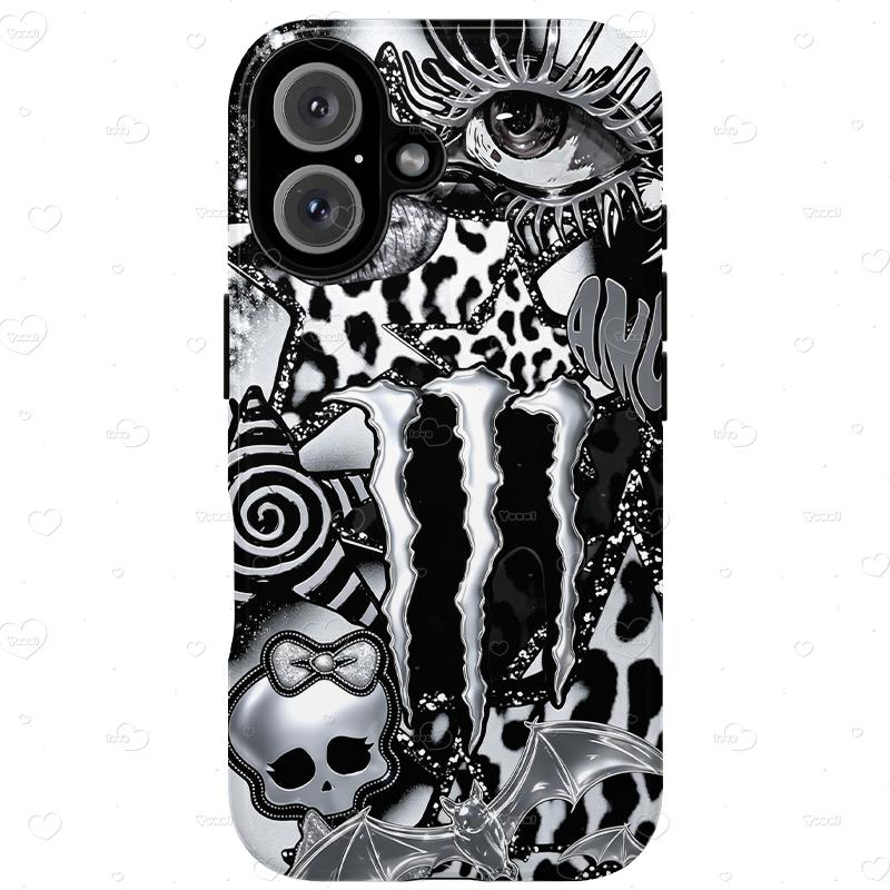 Viral Monster Neon Claw Scratch & Leopard Print Cellphone Case Shell - Gothic Scene-Core Aesthetic, Handheld Alternative Punk Protection for iPhone 17/16/15/14/13/12/11 Series & Samsung Devices